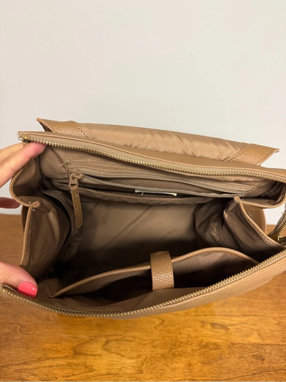 Freshly Picked Tan Pebbled Leather Backpack with Gold Hardware